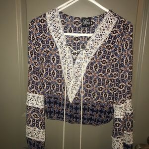 LF Tie Front Paisley Blouse